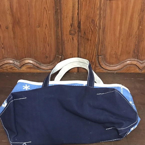Vintage LL Bean Boat and Tote Bag RARE SNOW FLAKE PRINT Martha’s Vineyard USA - Picture 4 of 4